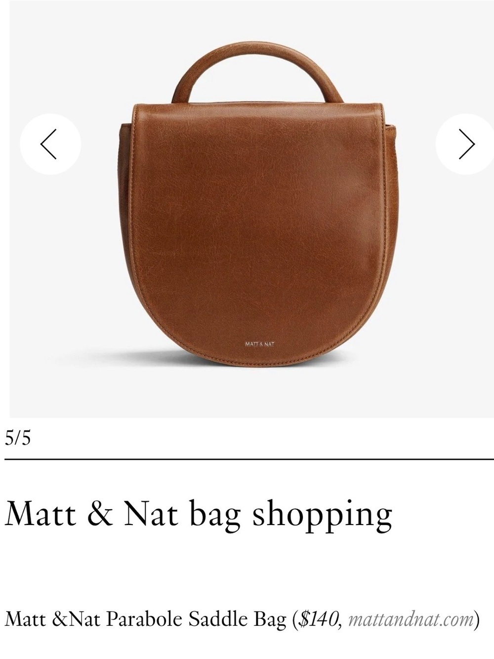 Matt & Nat parabole Saddle Bag